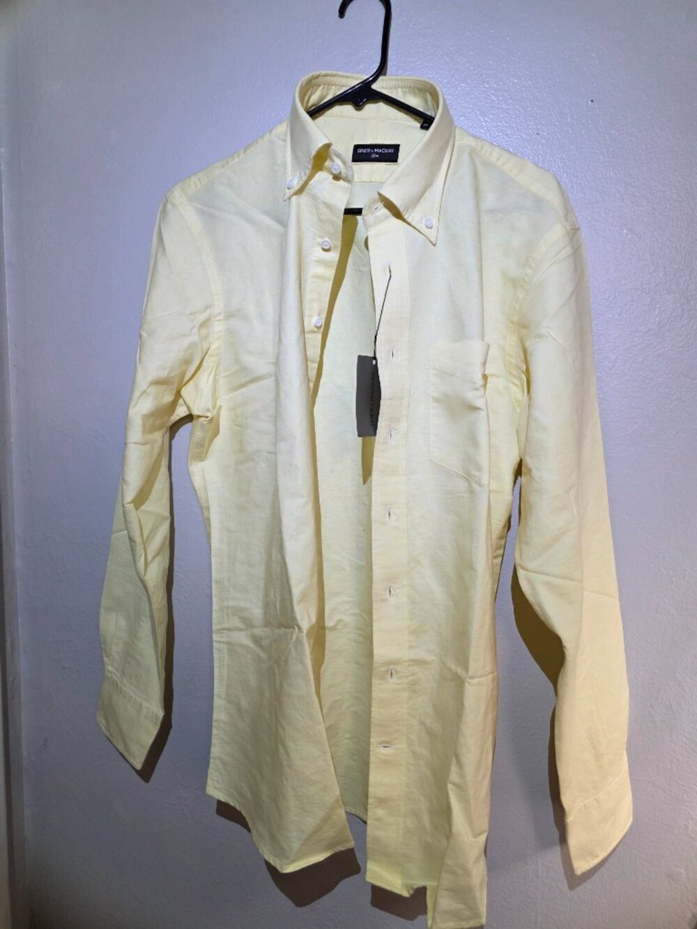 Pale Yellow Linen-Cotton Oxford Dress Shirt - Picture 5 of 5